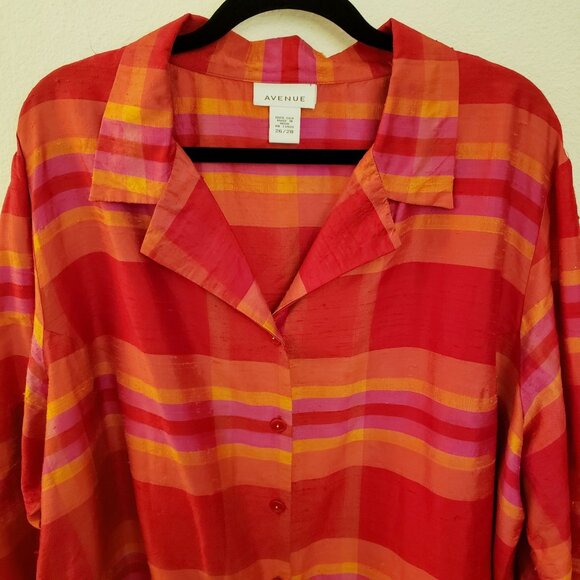 Vintage Avenue 100% Silk Striped Relaxed Fit Tunic Top Size 26/28 - Picture 2 of 11